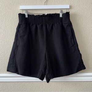 Ann Taylor Linen Black Shorts Elastic Waist Pockets Medium